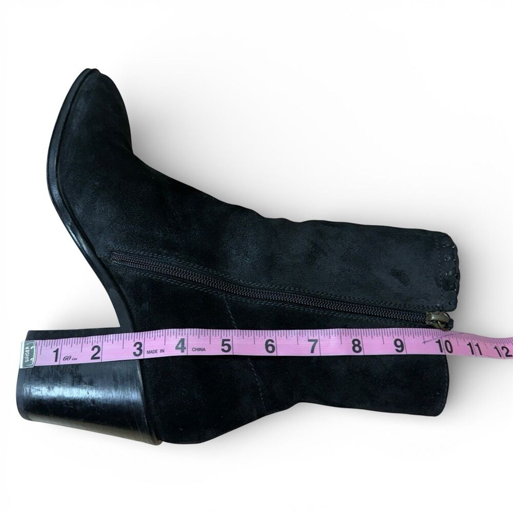 Frye Giovanna Suede Boots Sz 10 Block Heel Rodeo Leather Black Boho Western 3” - Picture 11 of 13